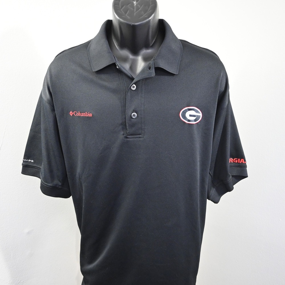 Columbia Polo Mens Large Black Georgia Bulldogs PFG Vented Performance Fishing - Picture 16 of 16